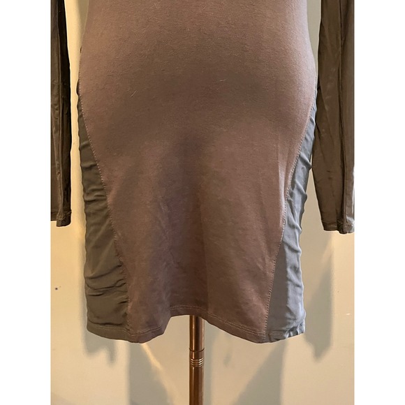 Blaque Label Bodycon Mini Dress Mesh Sleeve Brown Green Size M - Picture 6 of 8